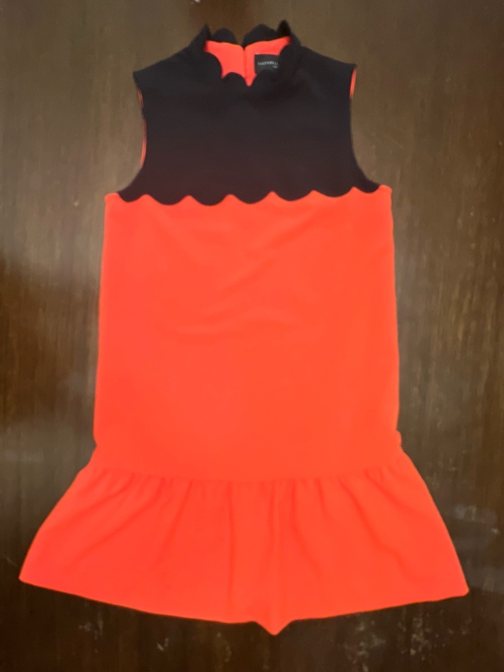 Victoria Beckham for Target Black and Bright Orange Scalloped Neck Mini Dress